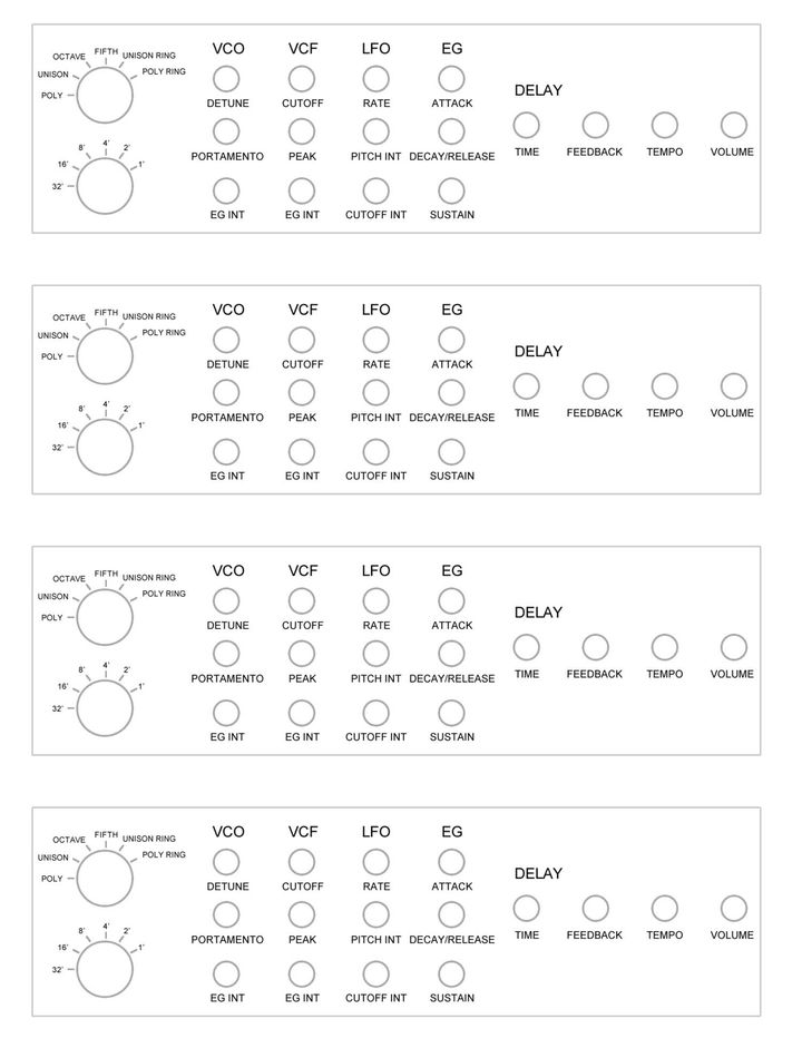 Template showing the dials of the Korg Volca Keys